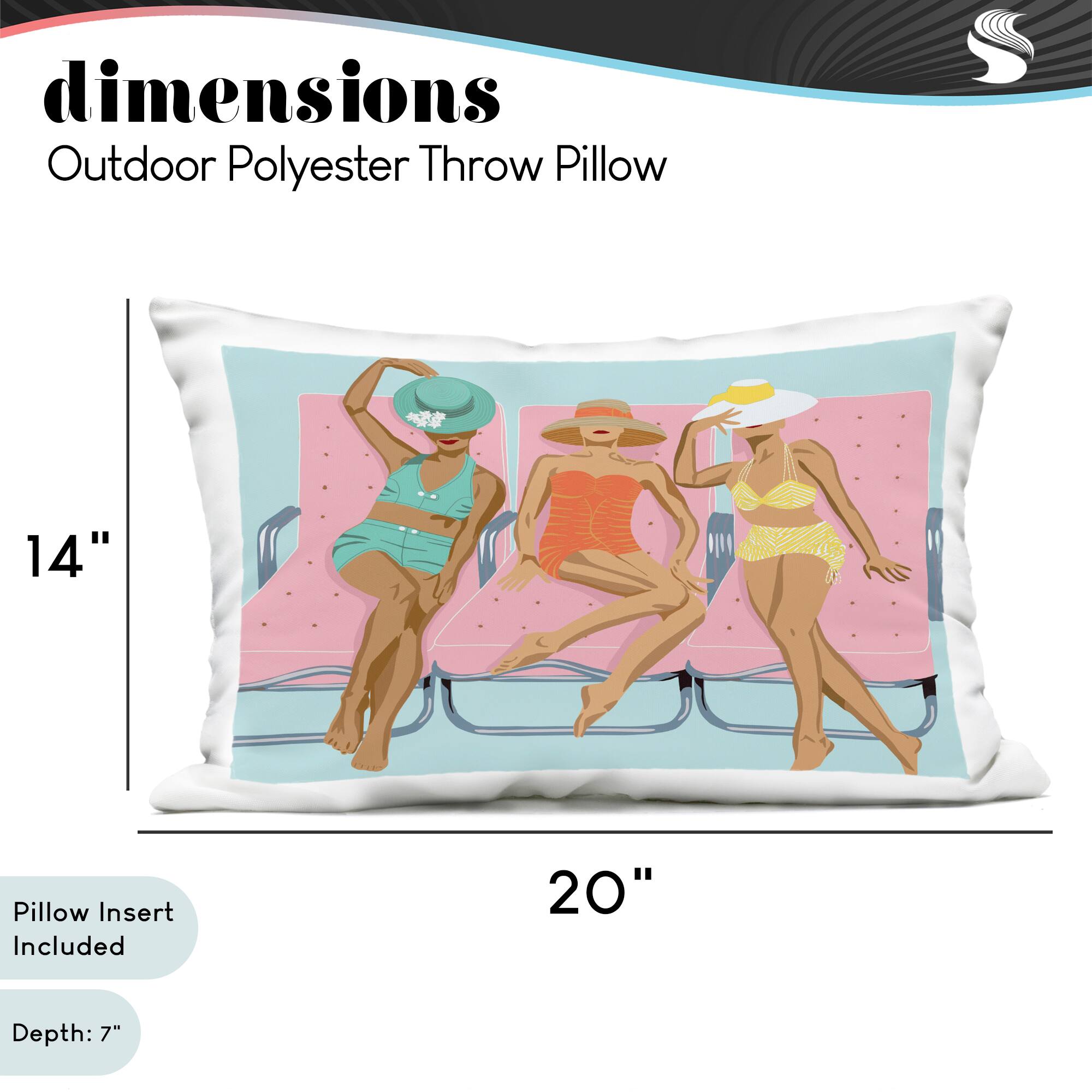 Stupell Industries 14" x 20" Glam Beach Friends Outdoor Print Throw Pillow